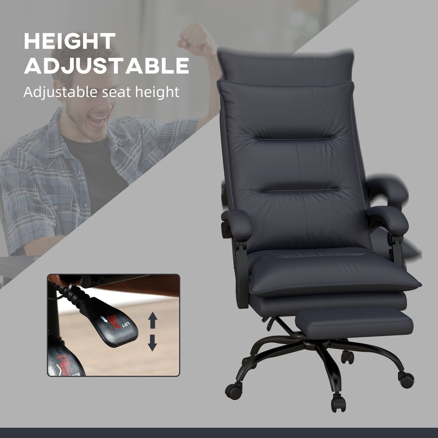 Microfiber Office Chair 6 Point Massage Recliner Chair Adjustable Desk Chair with Lumbar Heating and Extendable Footrest