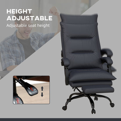 Microfiber Office Chair 6 Point Massage Recliner Chair Adjustable Desk Chair with Lumbar Heating and Extendable Footrest