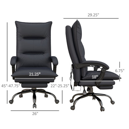 Microfiber Office Chair 6 Point Massage Recliner Chair Adjustable Desk Chair with Lumbar Heating and Extendable Footrest