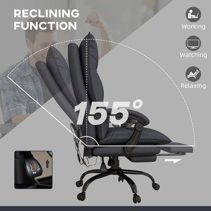 Microfiber Office Chair 6 Point Massage Recliner Chair Adjustable Desk Chair with Lumbar Heating and Extendable Footrest