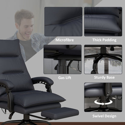 Microfiber Office Chair 6 Point Massage Recliner Chair Adjustable Desk Chair with Lumbar Heating and Extendable Footrest
