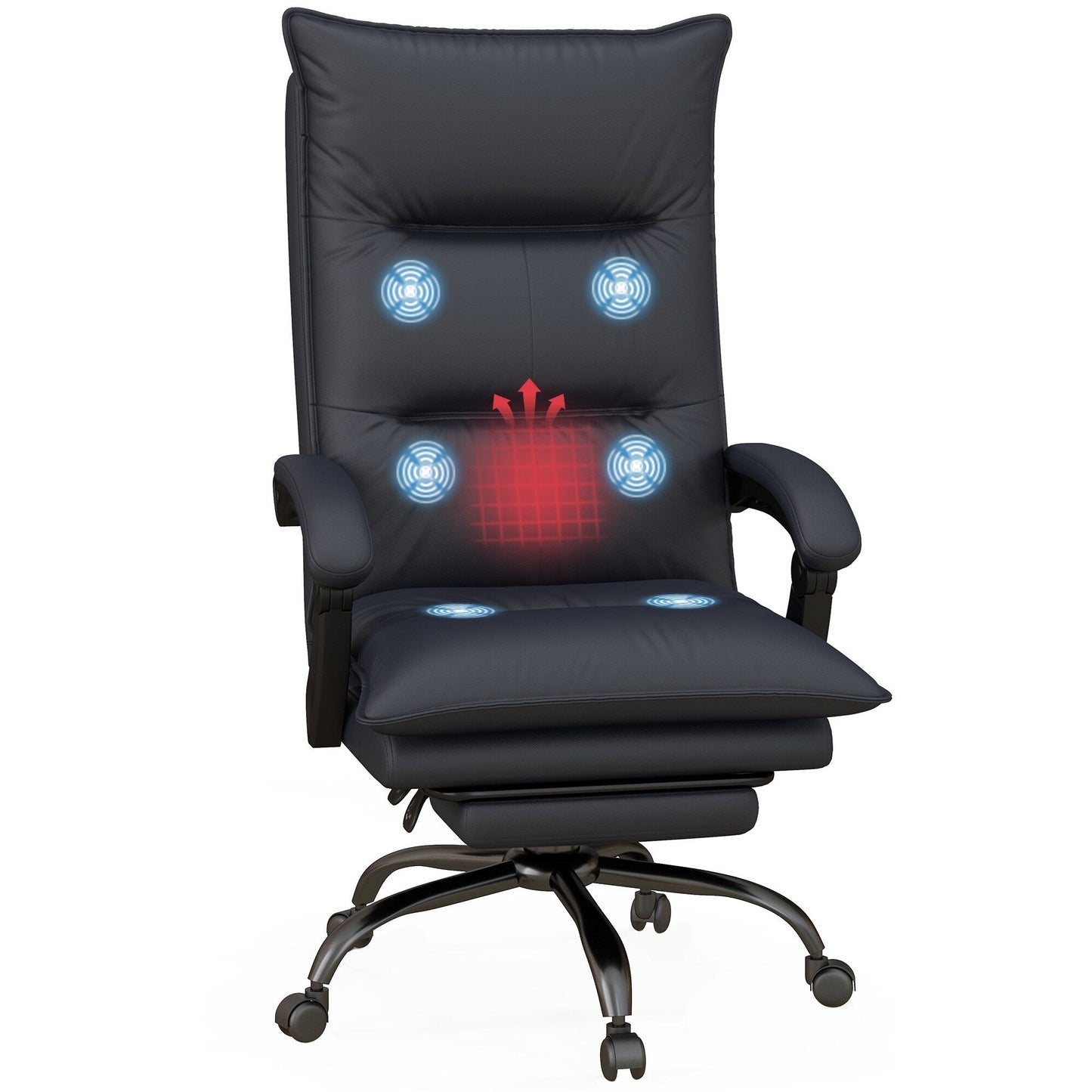 Microfiber Office Chair 6 Point Massage Recliner Chair Adjustable Desk Chair with Lumbar Heating and Extendable Footrest