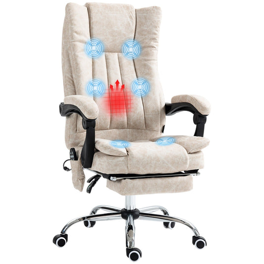 Microfibre 360Â° Swivel Massage Office Recliner with Vibration Massage, Heating, Footrest, Adjustable Height