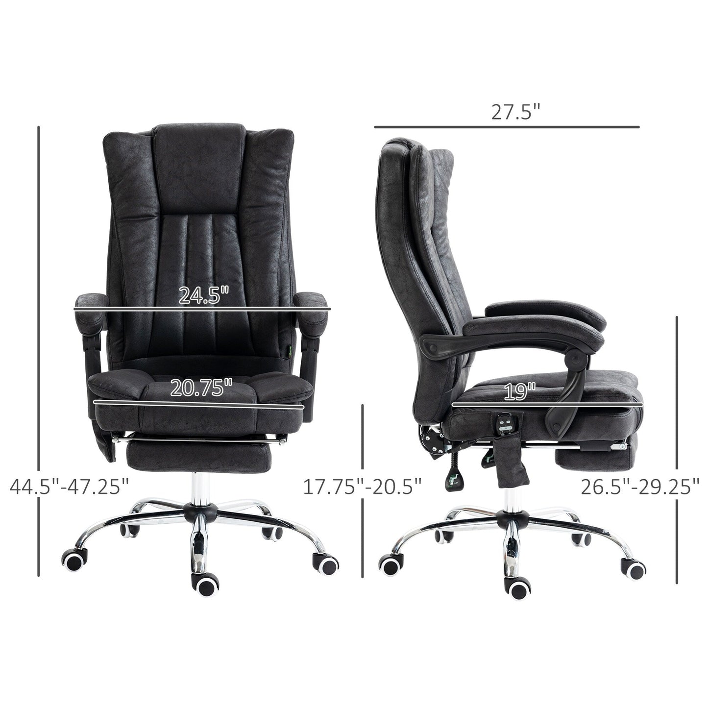 Microfibre 360Â° Swivel Massage Office Recliner with Vibration Massage, Heating, Footrest, Adjustable Height