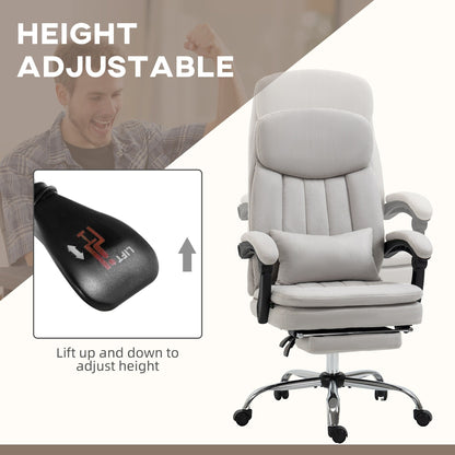 Microfibre 360Â° Swivel Office Recliner with Vibration Massage, Lumbar Heating, Lumbar Pillow, Footrest, Adjustable Height