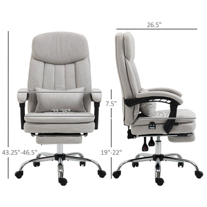 Microfibre 360Â° Swivel Office Recliner with Vibration Massage, Lumbar Heating, Lumbar Pillow, Footrest, Adjustable Height