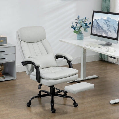 Microfibre 360Â° Swivel Office Recliner with Vibration Massage, Lumbar Heating, Lumbar Pillow, Footrest, Adjustable Height