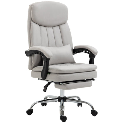 Microfibre 360Â° Swivel Office Recliner with Vibration Massage, Lumbar Heating, Lumbar Pillow, Footrest, Adjustable Height