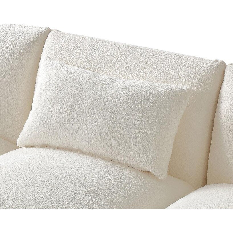 Mid Century Modern 102.36 Boucle Upholstered 3-seater Sofa with Pillows for Livingroom