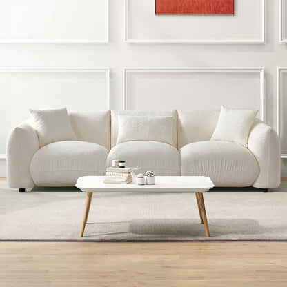 Mid Century Modern 102.36 Boucle Upholstered 3-seater Sofa with Pillows for Livingroom