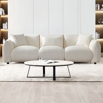 Mid Century Modern 102.36 Boucle Upholstered 3-seater Sofa with Pillows for Livingroom