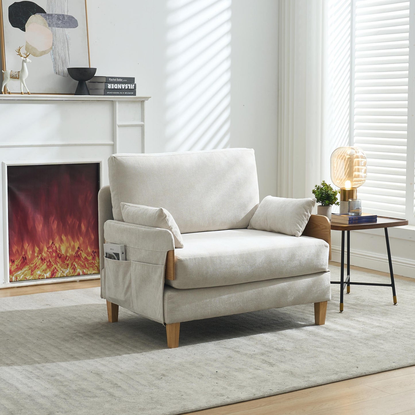 Mid-Century Modern 3-in-1 Foldable Sofa Bed Recliner, Convertible Sleeper