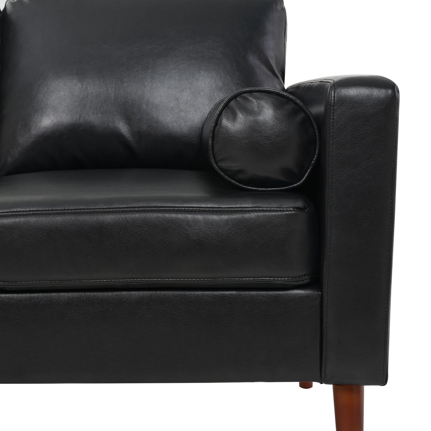 Mid Century Modern 76.7 PU 3-seater Sofa with iron wood structure for Living Room