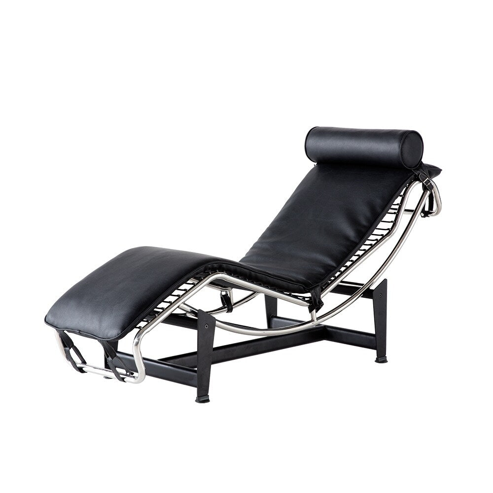 Mid Century Modern Accent Leather Chaise Lounge Chair LC-4 Style Adjustable Recliner Replica for Living Room or Office