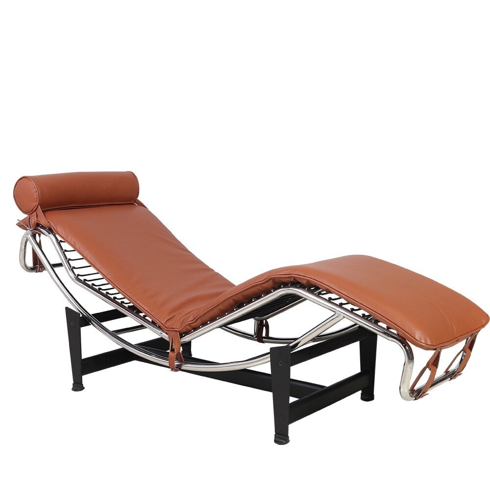 Mid Century Modern Accent Leather Chaise Lounge Chair LC-4 Style Adjustable Recliner Replica for Living Room or Office