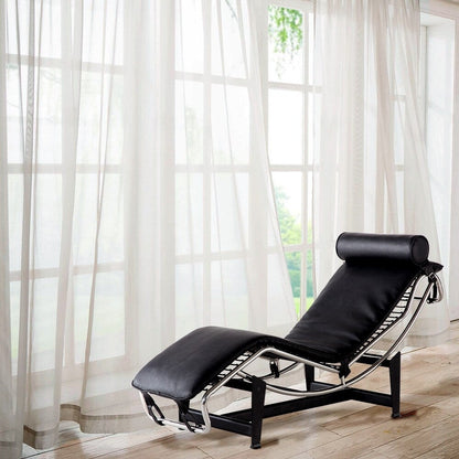 Mid Century Modern Accent Leather Chaise Lounge Chair LC-4 Style Adjustable Recliner Replica for Living Room or Office