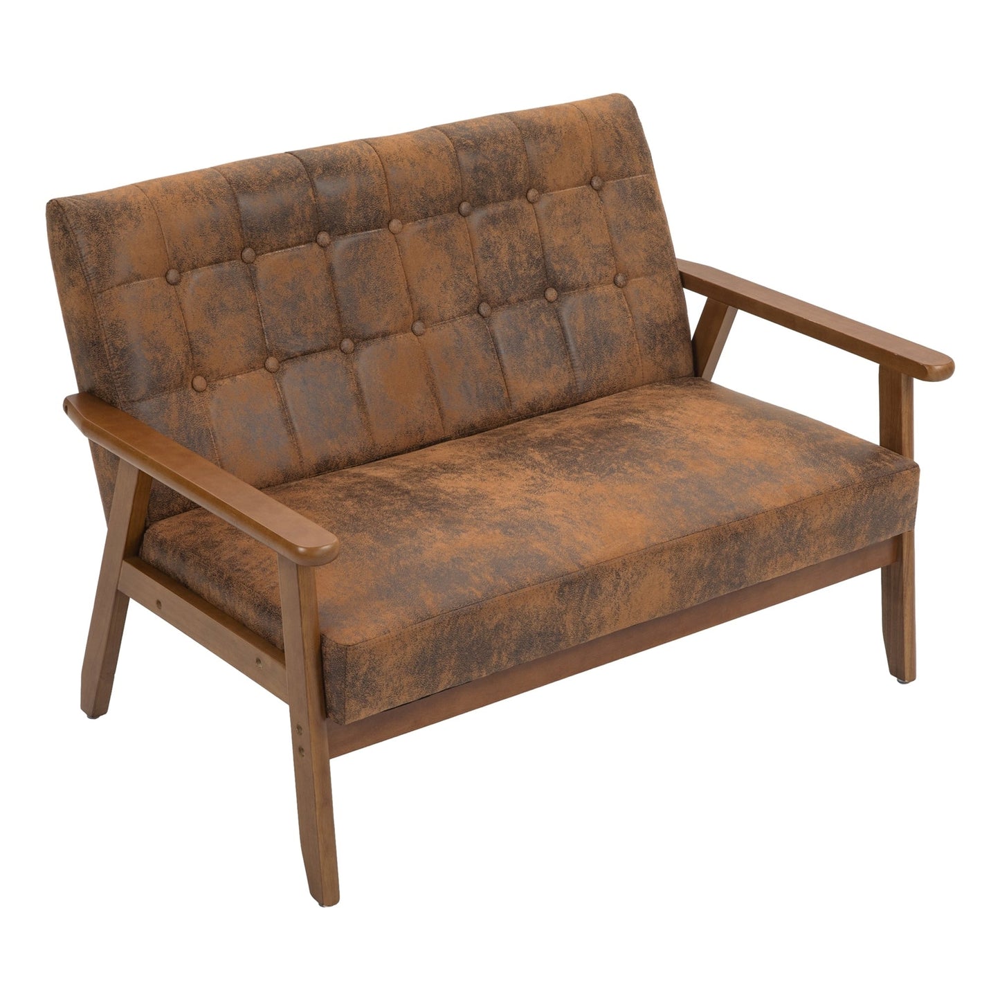 Mid-Century Modern Solid Loveseat Sofa Upholstered Loveseat, 2-Seat Upholstered Loveseat Sofa Couch