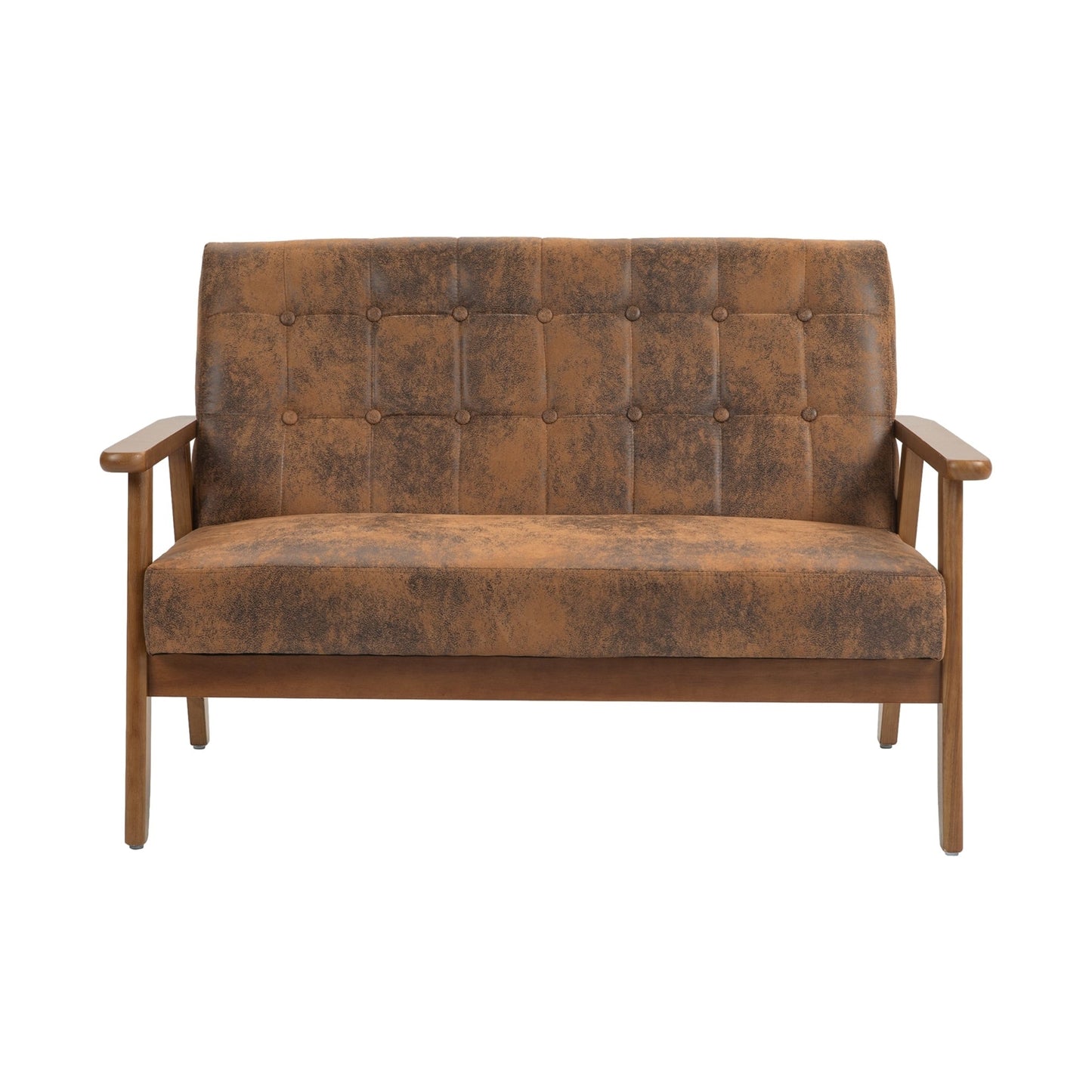 Mid-Century Modern Solid Loveseat Sofa Upholstered Loveseat, 2-Seat Upholstered Loveseat Sofa Couch