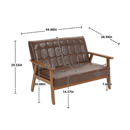 Mid-Century Modern Solid Loveseat Sofa Upholstered Loveseat, 2-Seat Upholstered Loveseat Sofa Couch