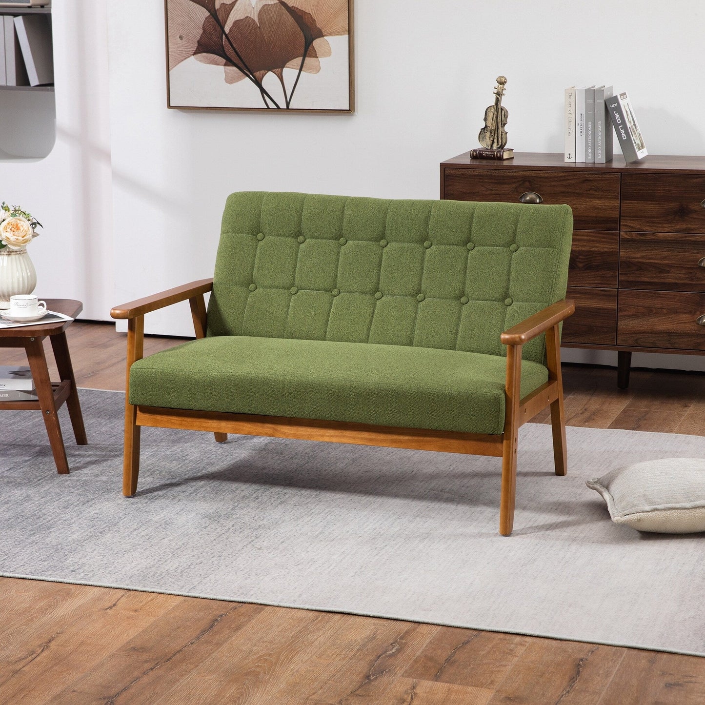 Mid-Century Modern Solid Loveseat Sofa Upholstered Loveseat, 2-Seat Upholstered Loveseat Sofa Couch