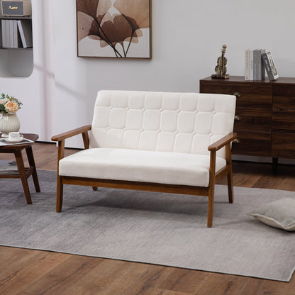Mid-Century Modern Solid Loveseat Sofa Upholstered Loveseat, 2-Seat Upholstered Loveseat Sofa Couch