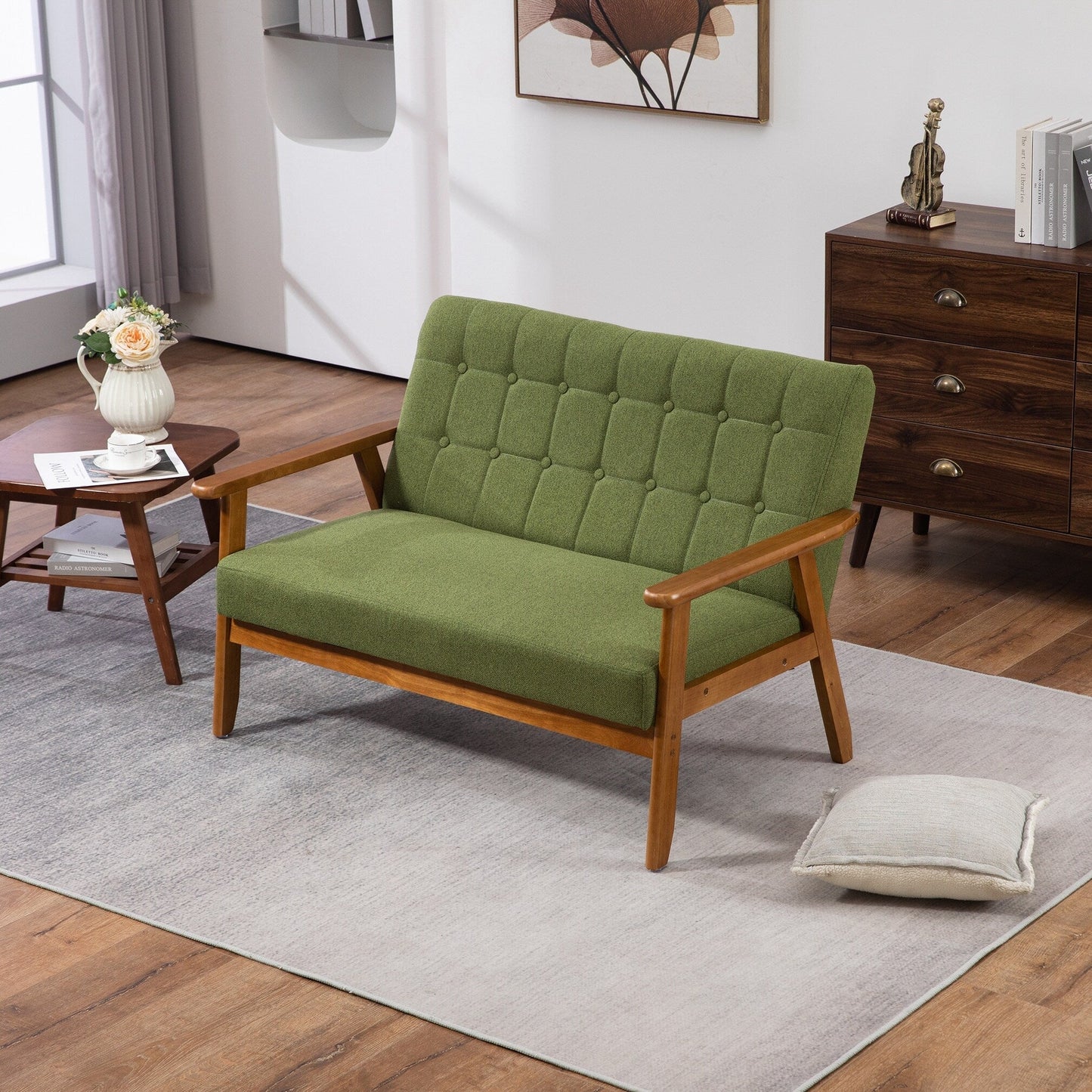 Mid-Century Modern Solid Loveseat Sofa Upholstered Loveseat, 2-Seat Upholstered Loveseat Sofa Couch