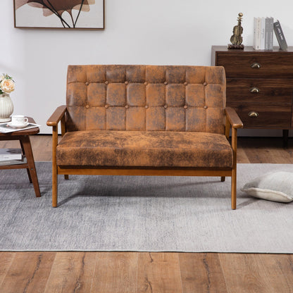 Mid-Century Modern Solid Loveseat Sofa Upholstered Loveseat, 2-Seat Upholstered Loveseat Sofa Couch