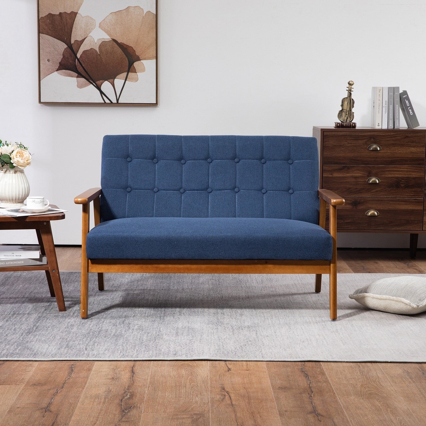 Mid-Century Modern Solid Loveseat Sofa Upholstered Loveseat, 2-Seat Upholstered Loveseat Sofa Couch