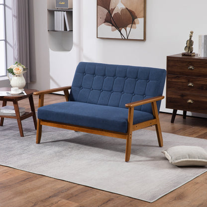 Mid-Century Modern Solid Loveseat Sofa Upholstered Loveseat, 2-Seat Upholstered Loveseat Sofa Couch