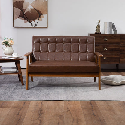Mid-Century Modern Solid Loveseat Sofa Upholstered Loveseat, 2-Seat Upholstered Loveseat Sofa Couch