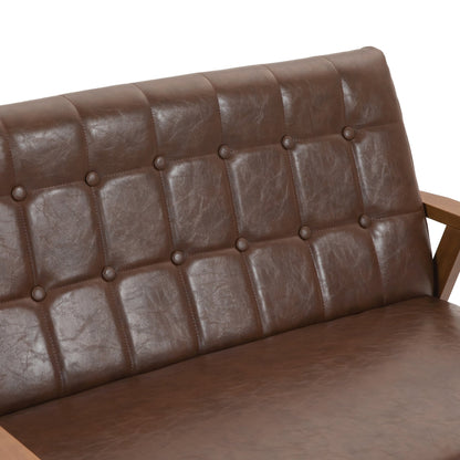 Mid-Century Modern Solid Loveseat Sofa Upholstered Loveseat, 2-Seat Upholstered Loveseat Sofa Couch