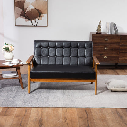 Mid-Century Modern Solid Loveseat Sofa Upholstered Loveseat, 2-Seat Upholstered Loveseat Sofa Couch