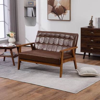 Mid-Century Modern Solid Loveseat Sofa Upholstered Loveseat, 2-Seat Upholstered Loveseat Sofa Couch