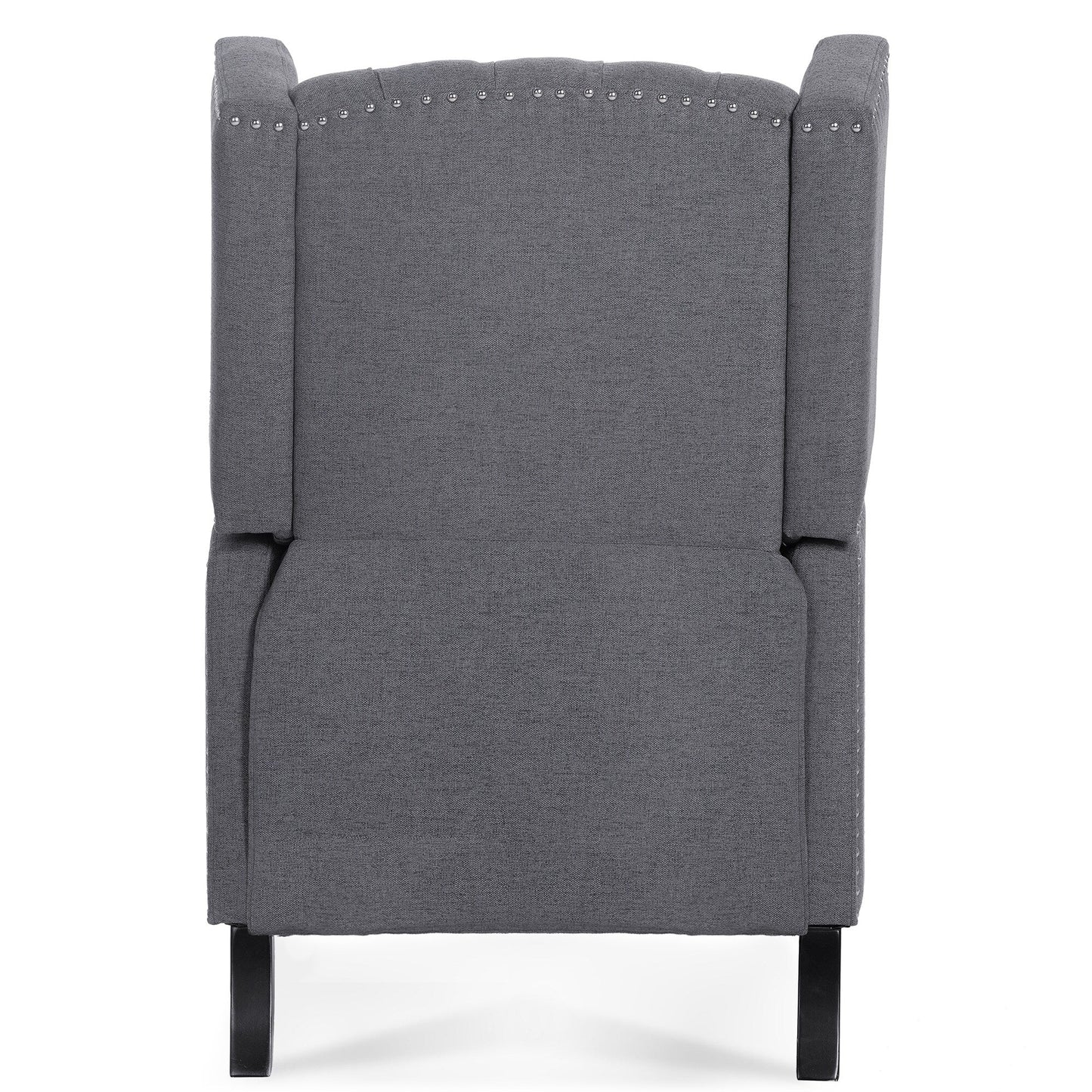 Mid Century Modern Tufted Fabric Wingback Sofa High Back Manual Lounge Recliner Chair with Silver Trim and 3 Gears