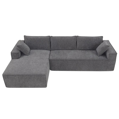 Minimalist Style Modular Sectional Sofa,Wrinkle-Resistant Chenille Couch Set,L-Shaped Compressed Sofa For Living Room