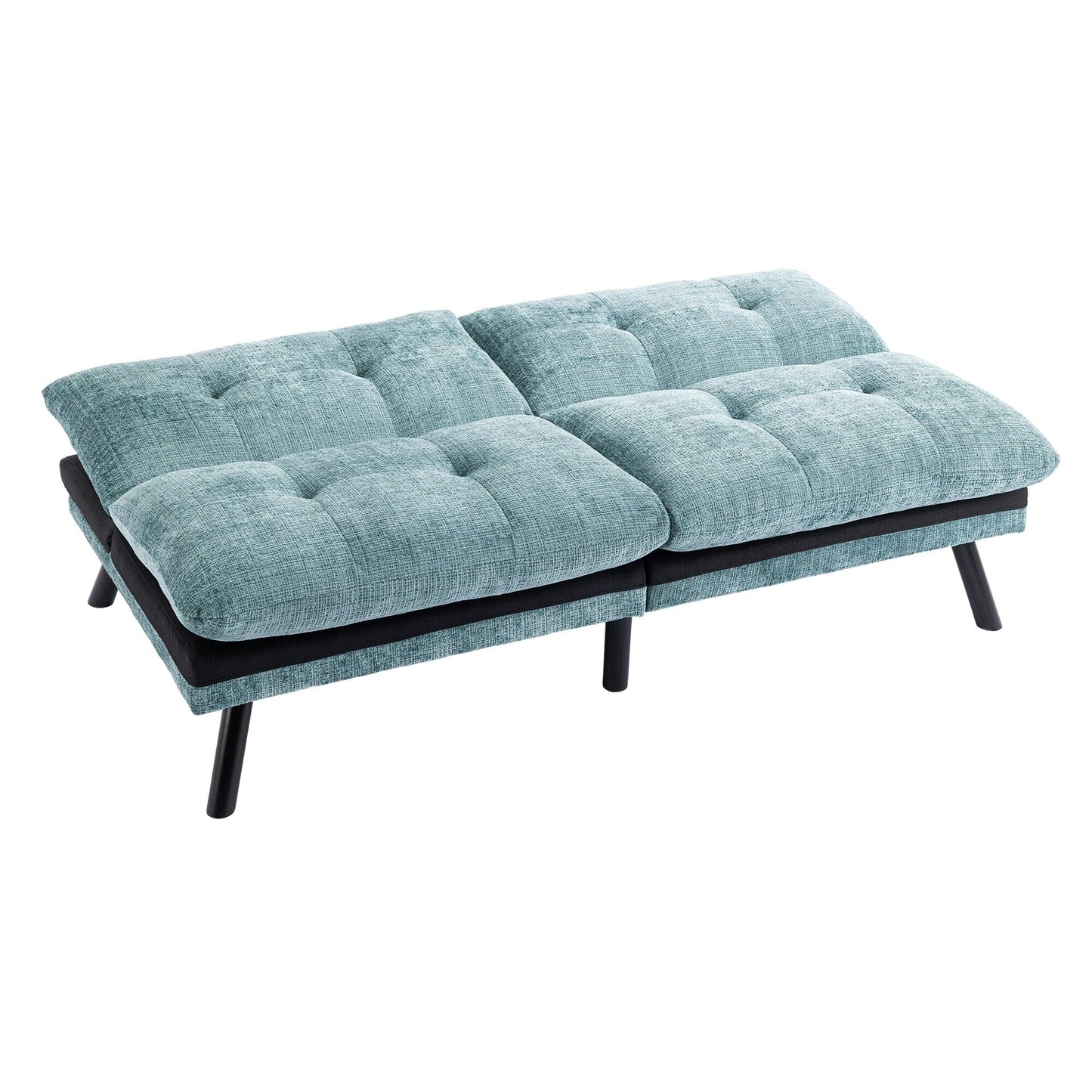 Mint Green 75.6 Chenille Convertible Loveseat Futon Sofa Bed with Metal Legs for Living Room