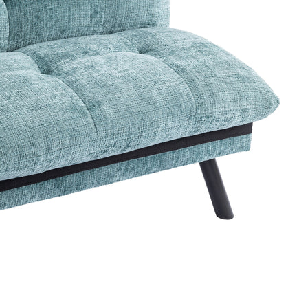 Mint Green 75.6 Chenille Convertible Loveseat Futon Sofa Bed with Metal Legs for Living Room