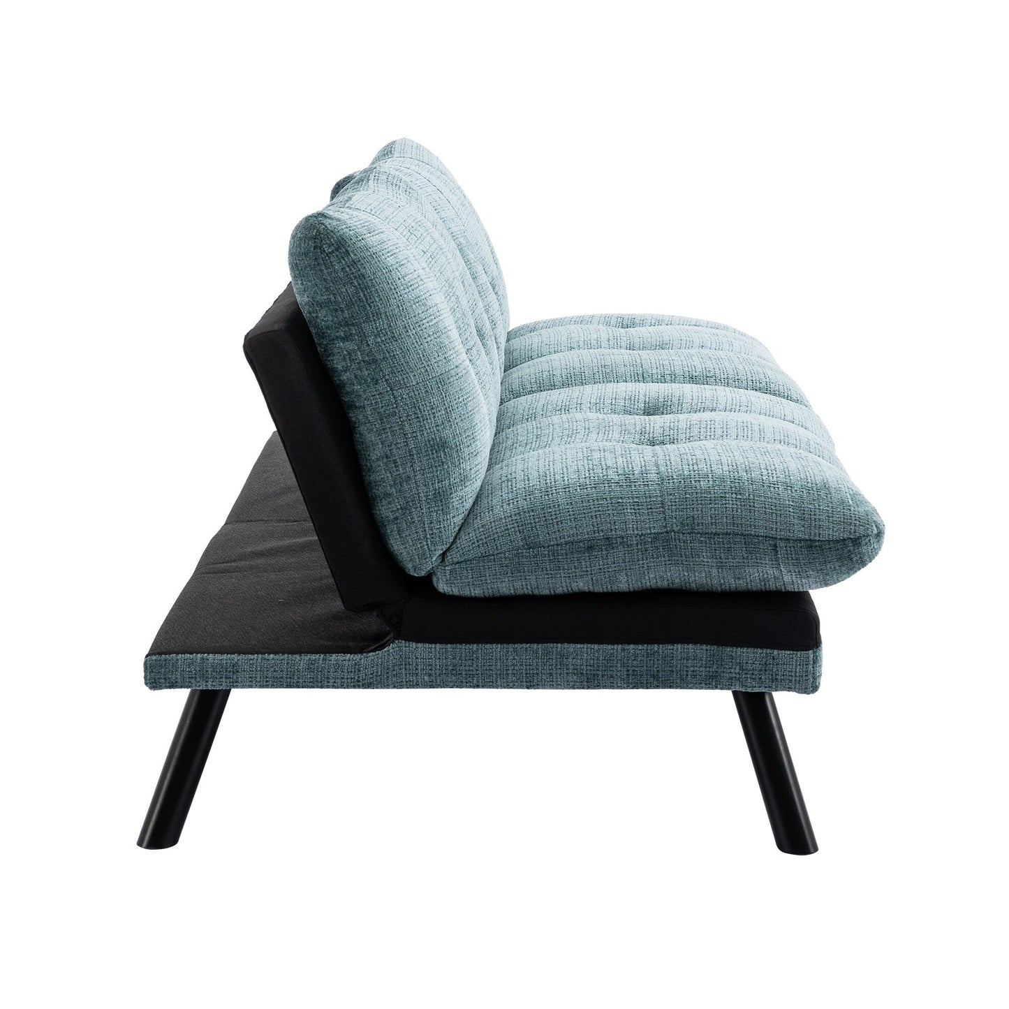 Mint Green 75.6 Chenille Convertible Loveseat Futon Sofa Bed with Metal Legs for Living Room