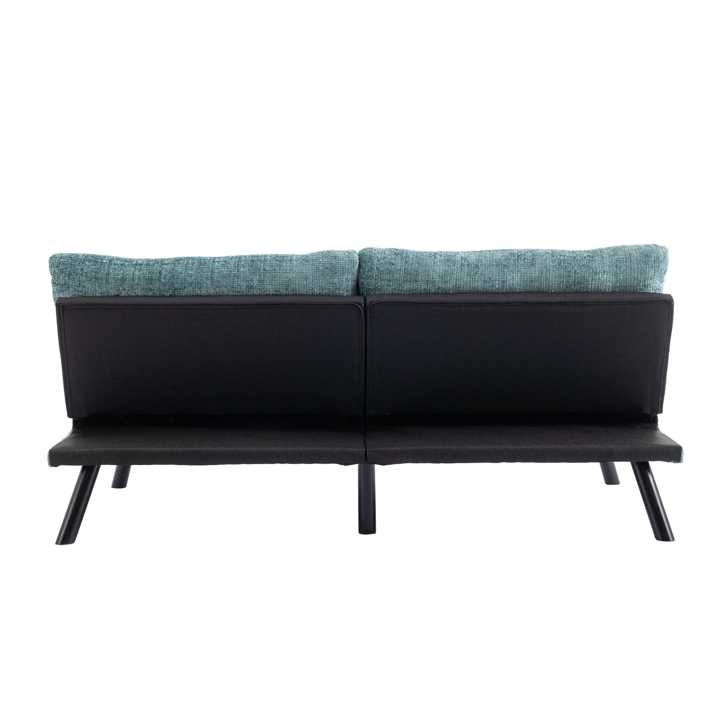 Mint Green 75.6 Chenille Convertible Loveseat Futon Sofa Bed with Metal Legs for Living Room