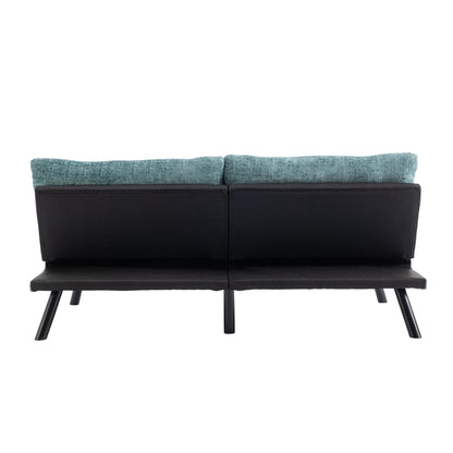 Mint Green 75.6 Chenille Convertible Loveseat Futon Sofa Bed with Metal Legs for Living Room