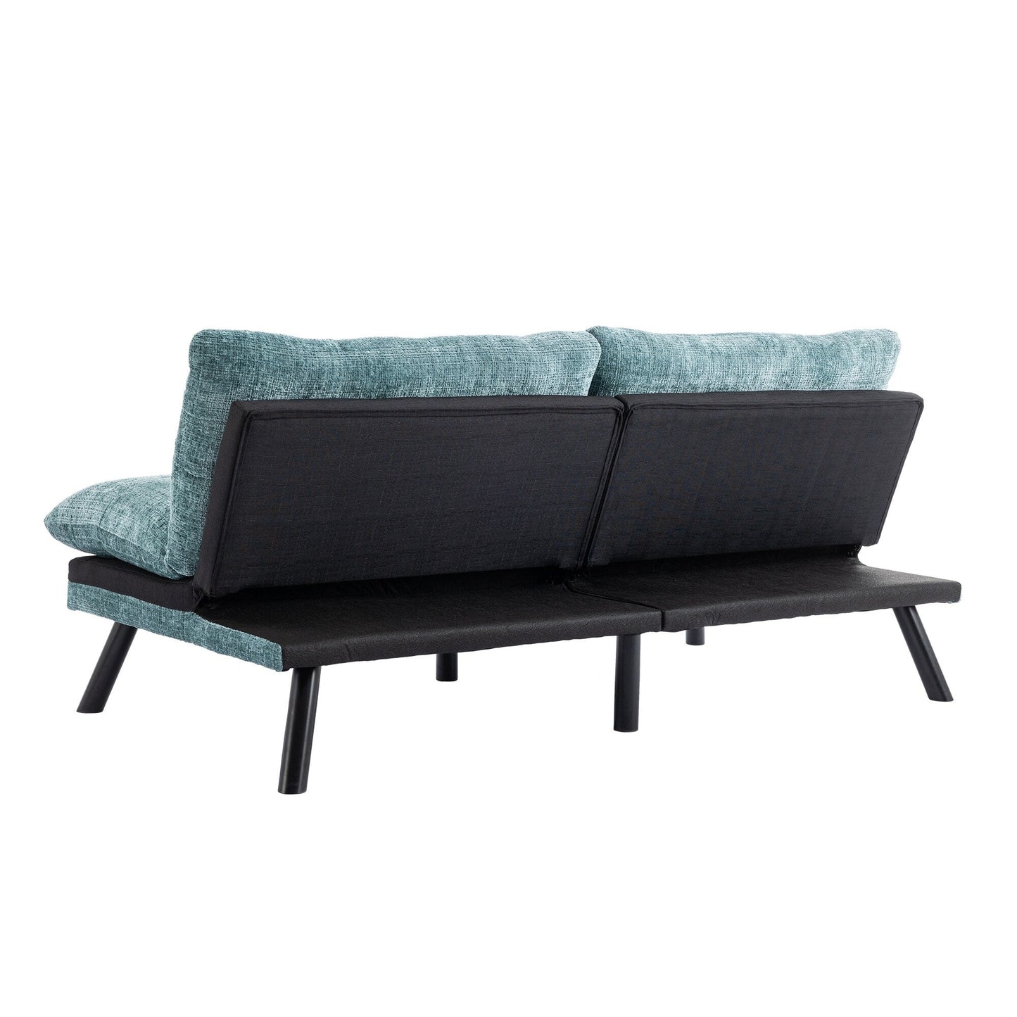 Mint Green 75.6 Chenille Convertible Loveseat Futon Sofa Bed with Metal Legs for Living Room