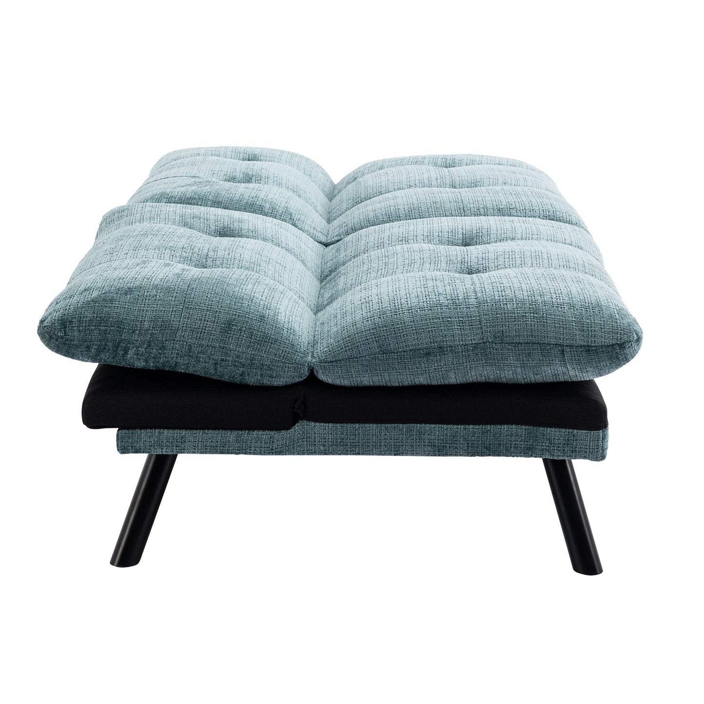 Mint Green 75.6 Chenille Convertible Loveseat Futon Sofa Bed with Metal Legs for Living Room