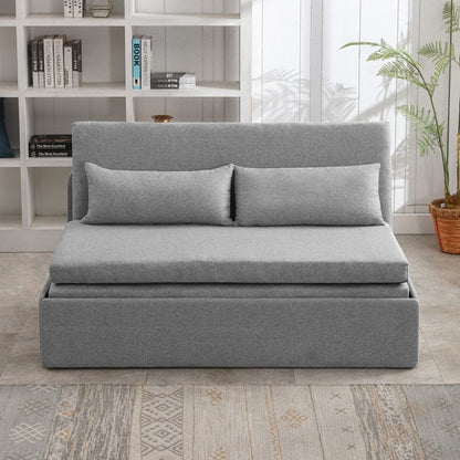 Mixoy Linen 2-in-1 Convertible Sofa Bed,Twin/Queen Pull Out Sleeper Sofa with Mattress,Cushions