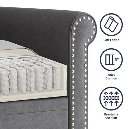 Mixoy W76'' Modern Soft Linen Fabric 3-Seater Sofa Couch with Rivet Design for Living Room
