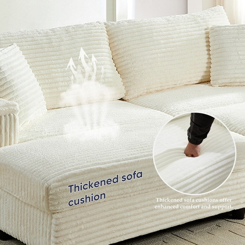 Mixoy 85ââCorduroy Loveseat Chaise Lounge with Storage Ottoman&Armrests,Upholstered 2-Seater Sleeper Reclining Chair Indoor
