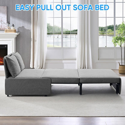 Mixoy Full/Queen Size Sofa Bed,2 in 1 Convertible Linen 1-Seater/Loveseat Sleeper Sofa Couch with Cushions