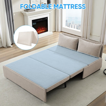 Mixoy Full/Queen Size Sofa Bed,2 in 1 Convertible Linen 1-Seater/Loveseat Sleeper Sofa Couch with Cushions