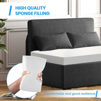 Mixoy Linen 2-in-1 Convertible Sofa Bed,Twin/Queen Pull Out Sleeper Sofa with Mattress,Cushions