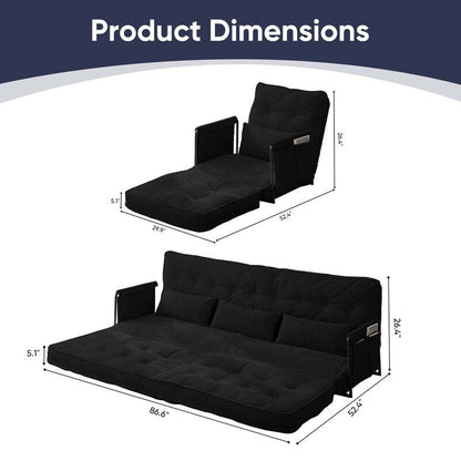 Mixoy Muti-Functional Folding Floor Sofa Bed,Lazy Sofa with Pillows,6 Position Adjustable Backrest-2+1