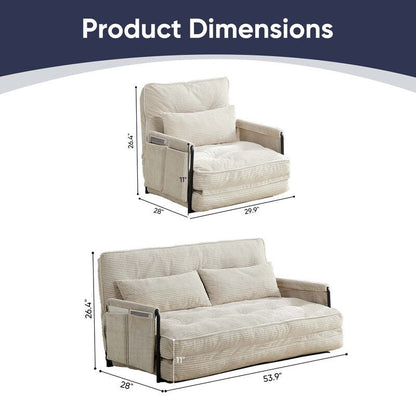 Mixoy Muti-Functional Folding Floor Sofa Bed,Lazy Sofa with Pillows,6 Position Adjustable Backrest-2+1